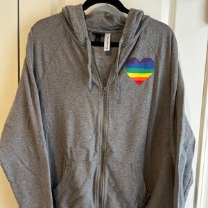 Torrid Gray Zip-Up Hoodie Pride Rainbow